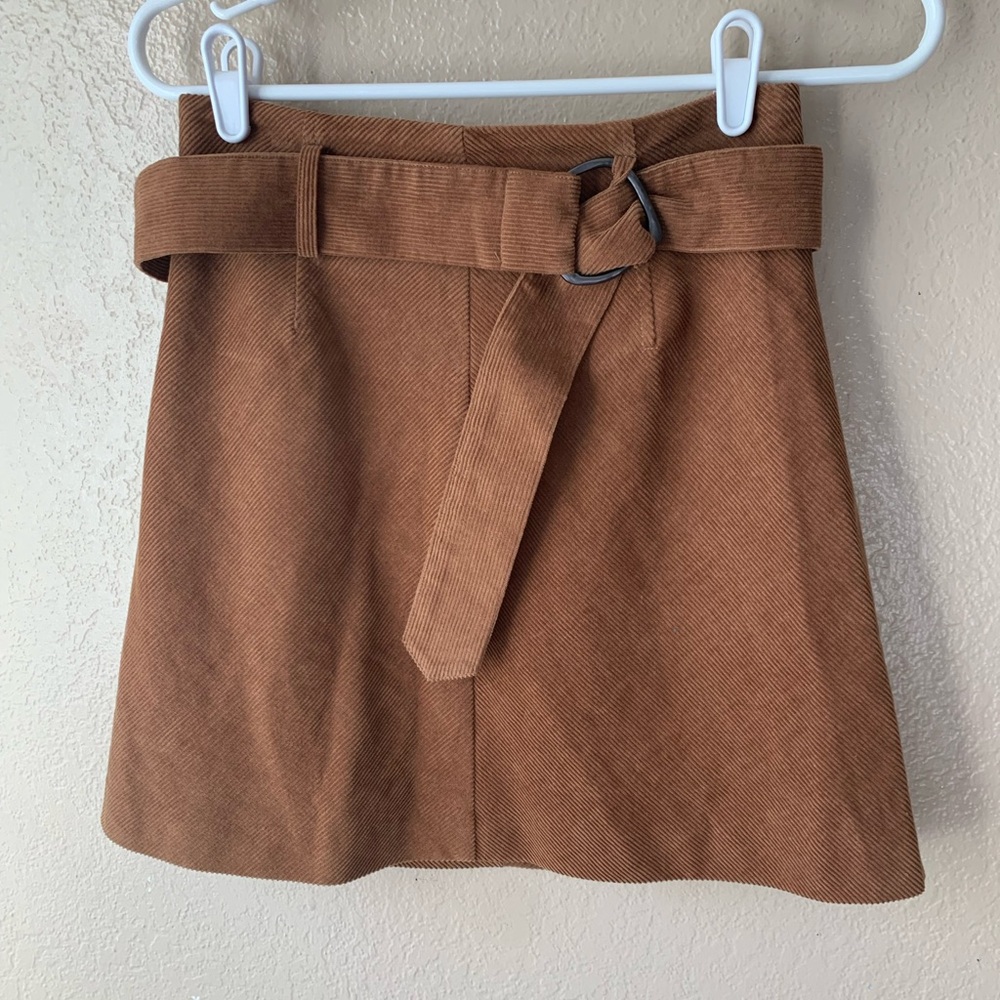 Meilleur Moment Brown Corduroy Belted Retro Indie Fall Mini Skirt Size S